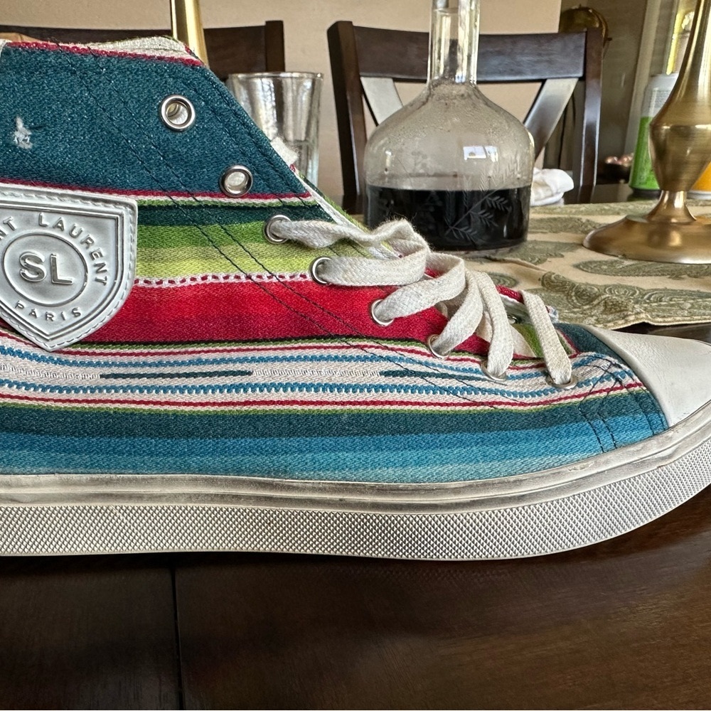 Saint Laurent Multicolor Striped High-Top Sneakers
